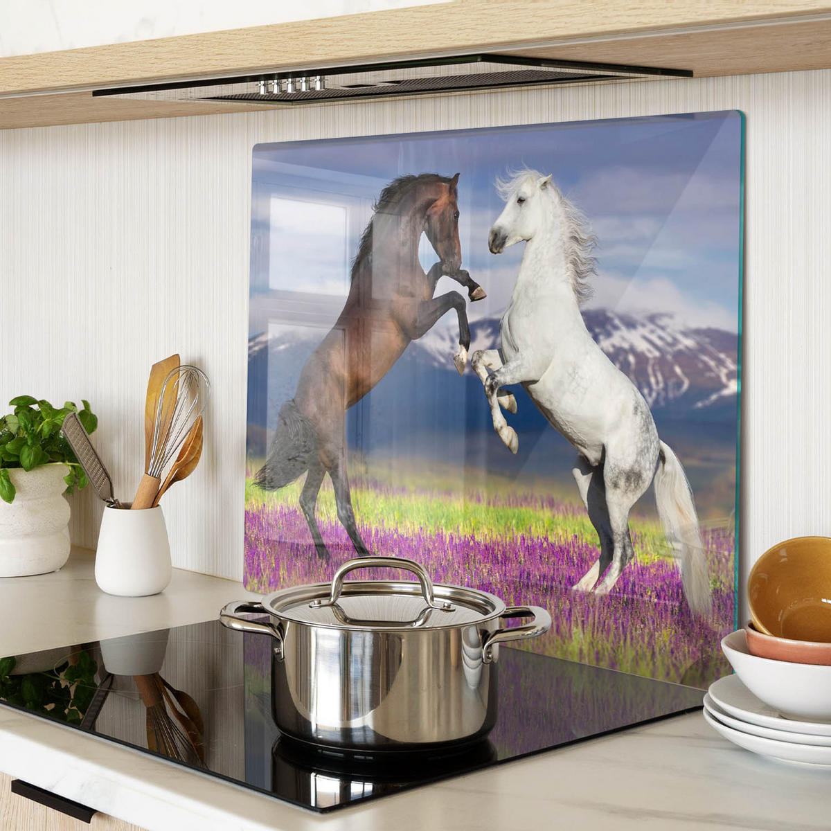 GLASPLATTE 60x52 cm Pferdeberge - Pink, Glas (60/52cm) - TULUP