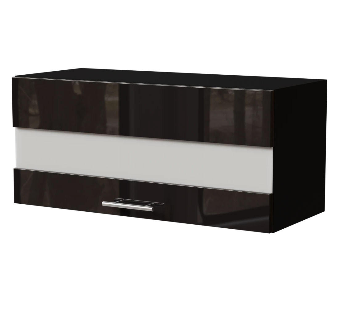 Feldmann-Wohnen Klapphängeschrank Schwarz Hochglanz, Schwarz 80x36x32.5 cm