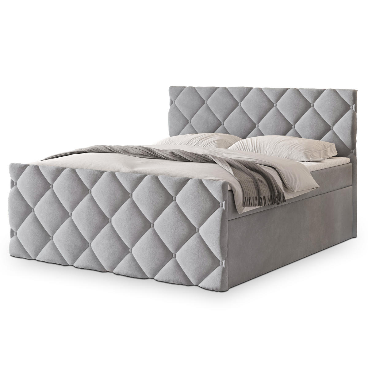 POSTEL BOXSPRING ROVARI 160x200 cm, s matrací a úložným prostorem, světle šedá - světle šedá, kompozitní dřevo/textil (160/200cm) - MASSENO