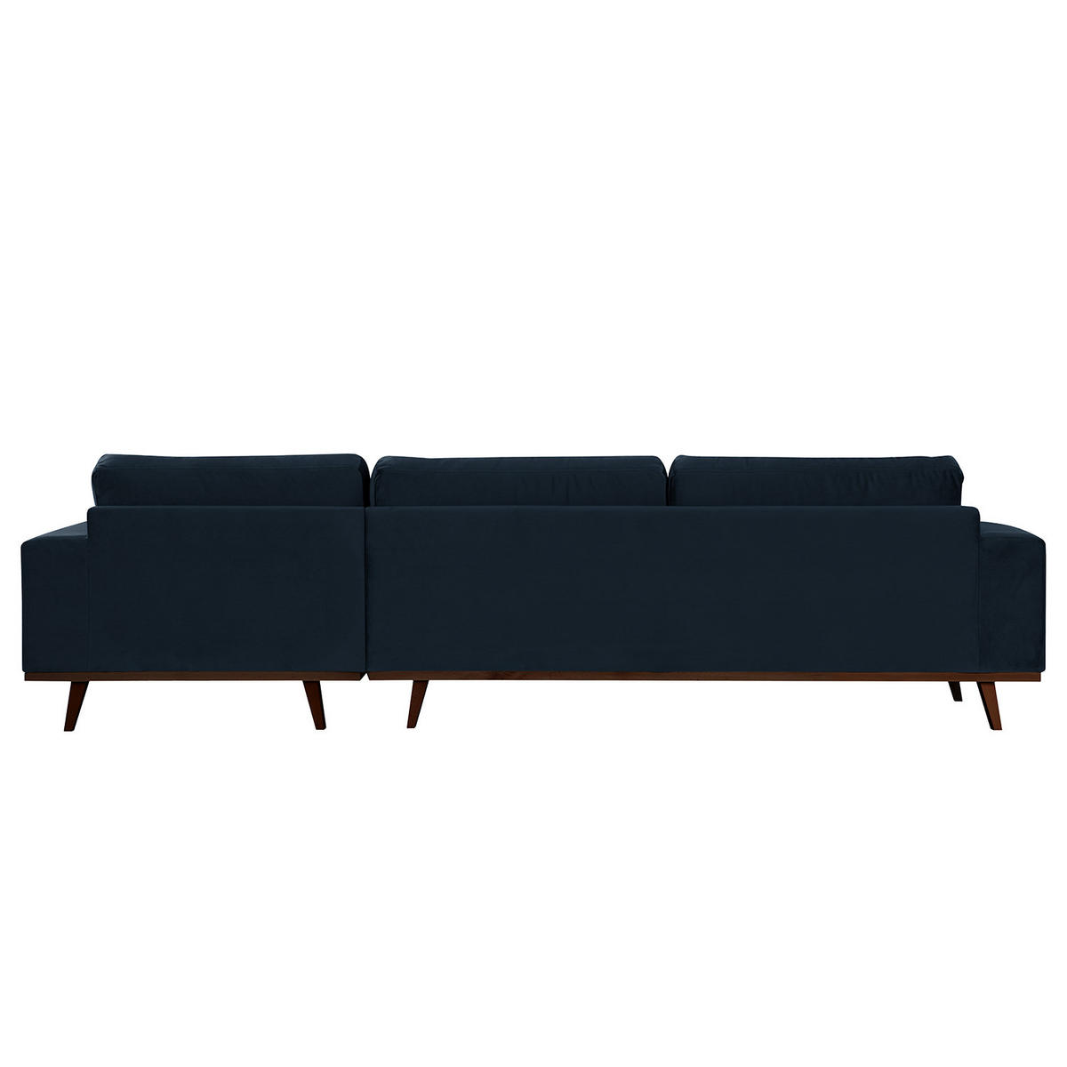 ECKSOFA mit Longchair - Buchefarben/Dunkelblau, Buchenholz/Textil (281/153cm) - home24