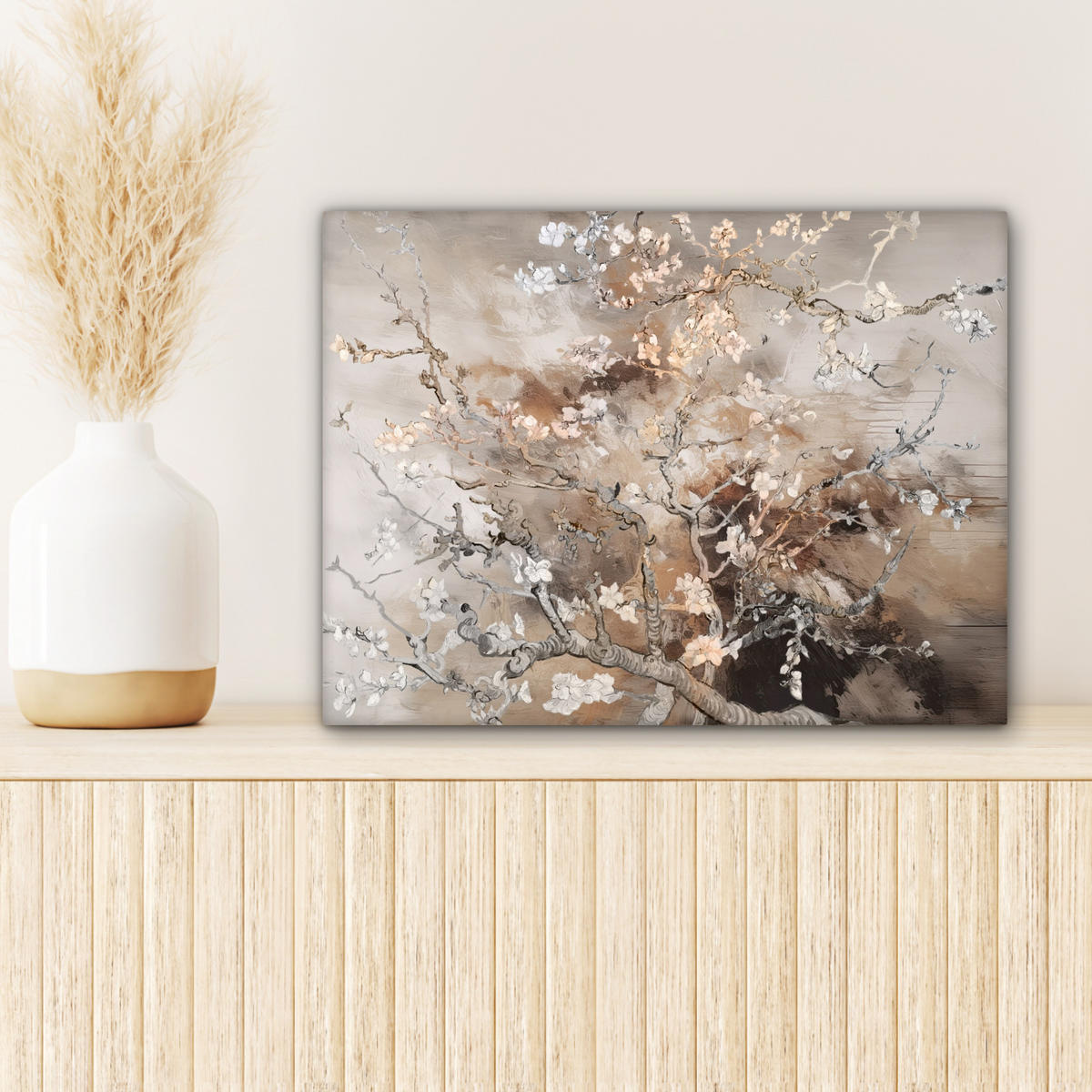 LEINWANDBILD Mandelblüte - Kunst - Van Gogh - Beige - Abstrakt 40x30 cm - Braun, Textil (40/30cm) - MuchoWow