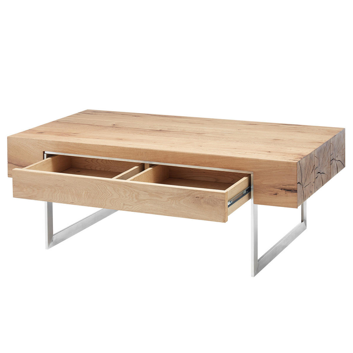 COUCHTISCH - Eiche Dekor / Silber - Braun, Holzwerkstoff/Metall (60/110/40cm) - home24