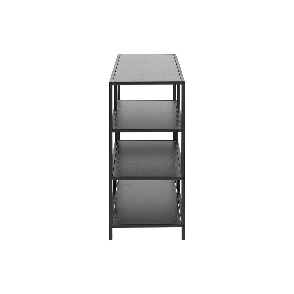 KONSOLE Industrial Style Schwarzes Metall Holz L114 TRESCA - Schwarz, Holz (114/35/78cm) - Miliboo