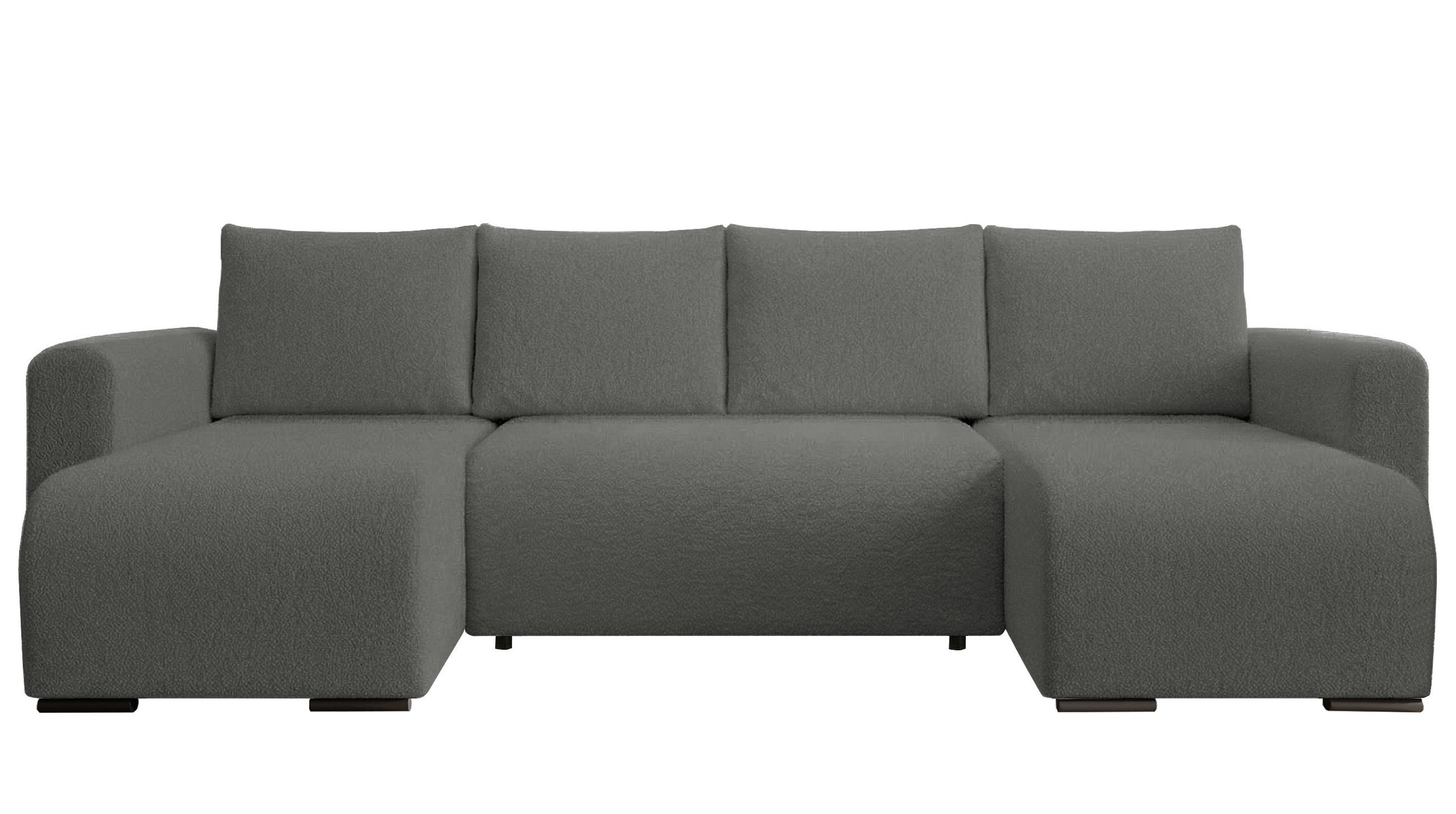 WOHNLANDSCHAFT DORA U mit Bettkasten und Schlaffunktion, U-Form, bequem - Dunkelgrau, Textil (305/85/140cm) - Storez24