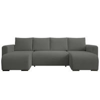 WOHNLANDSCHAFT DORA U mit Bettkasten und Schlaffunktion, U-Form, bequem - Dunkelgrau, Textil (305/85/140cm) - Storez24