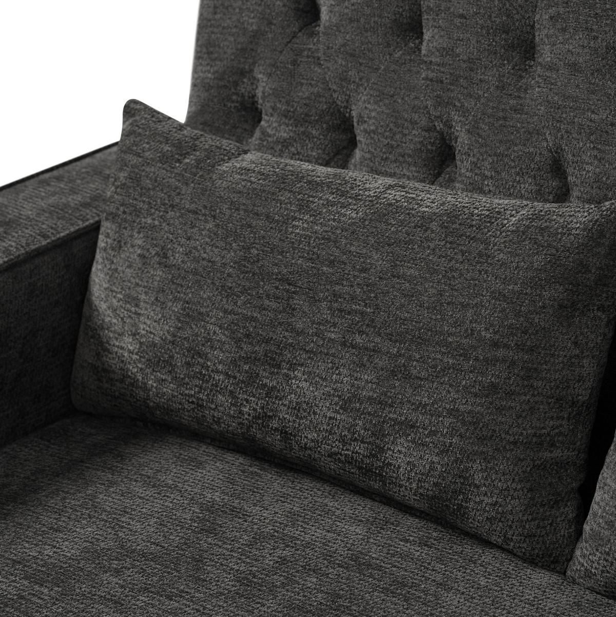 2-SITZER 140/137/84 cm Grau aus Chenille mit Schlaffunktion und USB-Ladeanschluss - Grau, Textil (137/84/140cm) - OKMYHOME
