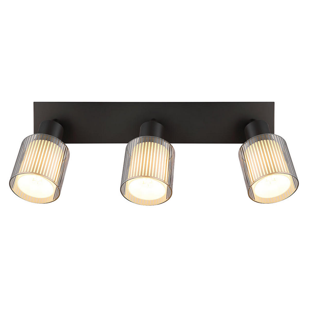 DECKENLEUCHTE VILLEGAS Metall schwarz, 3-flammig - Schwarz, Glas (41/8/18.6cm) - Globo Lighting