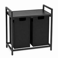 WÄSCHEKORB Metal MDF Stoff Schwarz 2 herausnehmbare Schwarz 92 Liter 73x33x71 cm - Schwarz, Metall (73/71/33cm) - Begryf