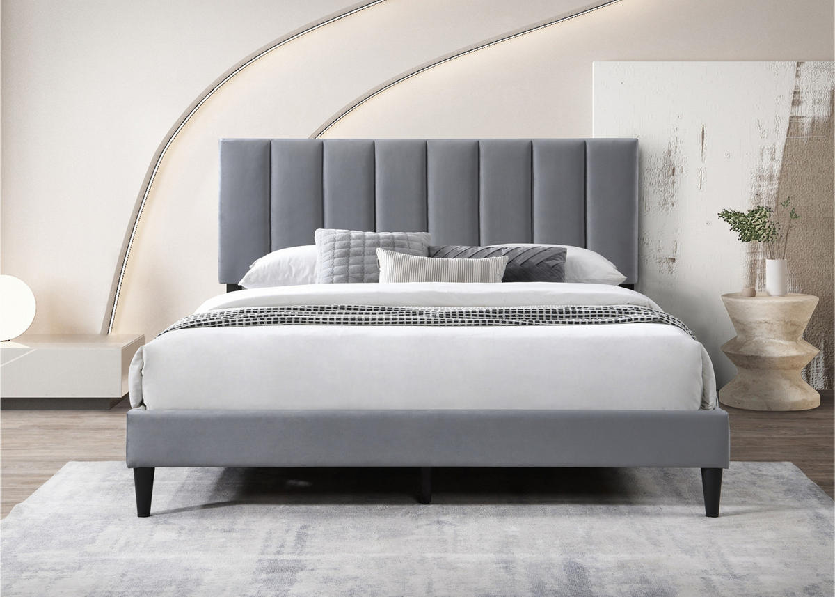 POLSTERBETT mit Lattenrost 140x200 cm Grau - Grau, Textil (140/200cm) - Home Collective