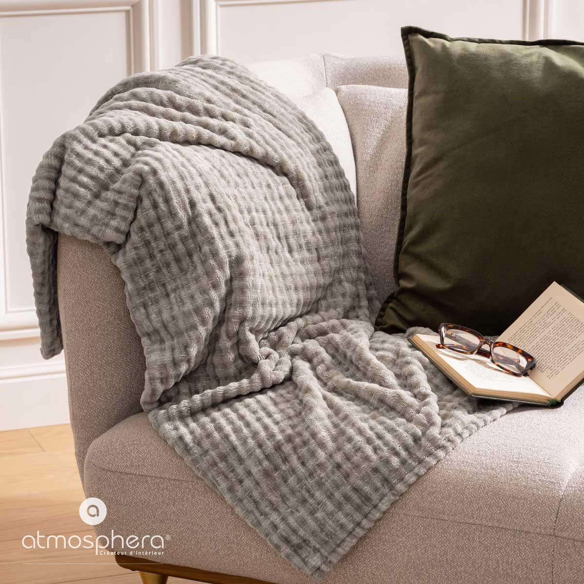 FLEECEDECKE Flan 125/150 cm - Grau, Textil (1/125cm) - Atmosphera Createur d´interieur