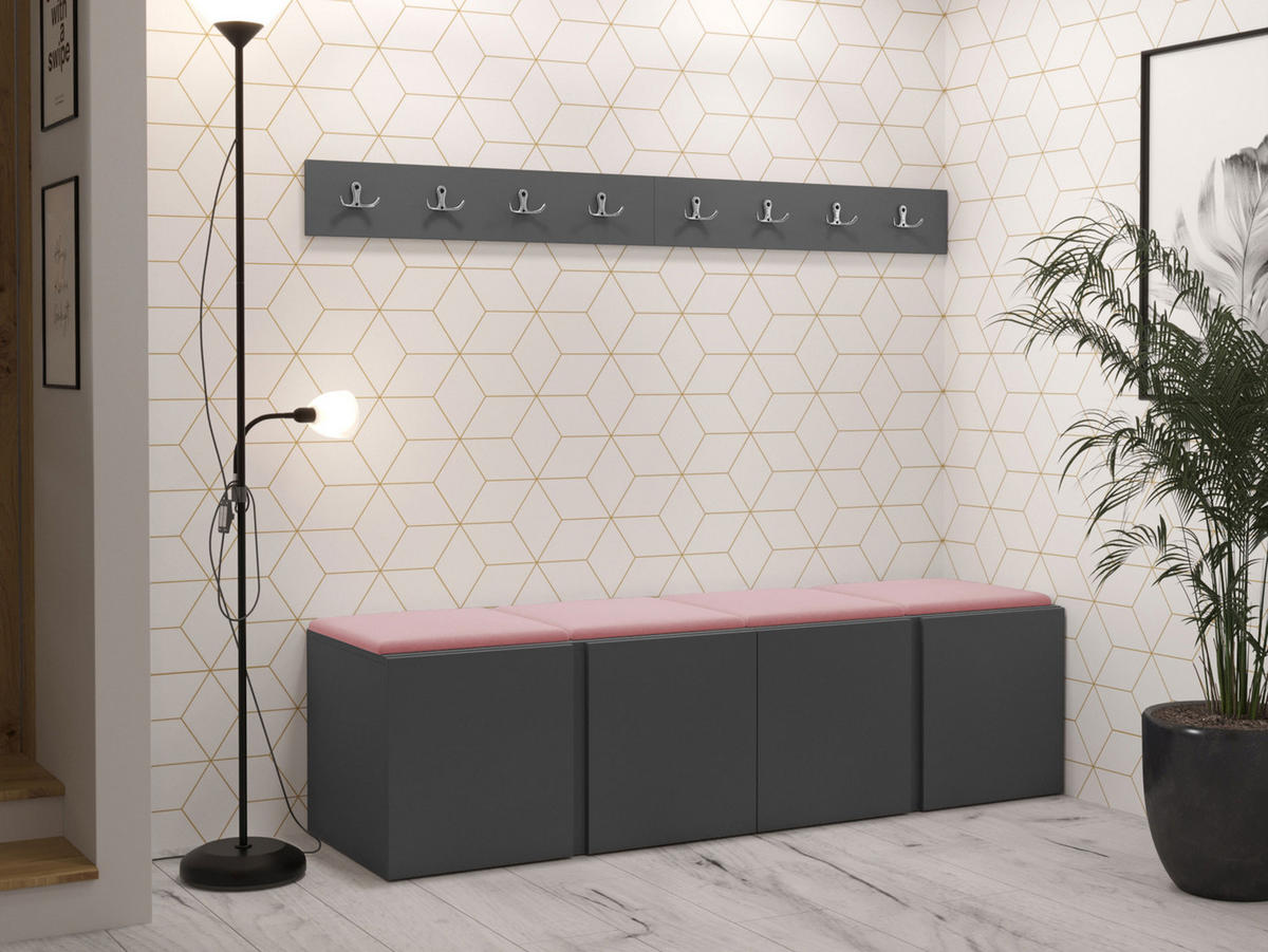 GARDEROBEN-SET Orion VII - Graphitfarben/Rosa, Holzwerkstoff/Kunststoff (168/42/46cm) - MIRJAN24