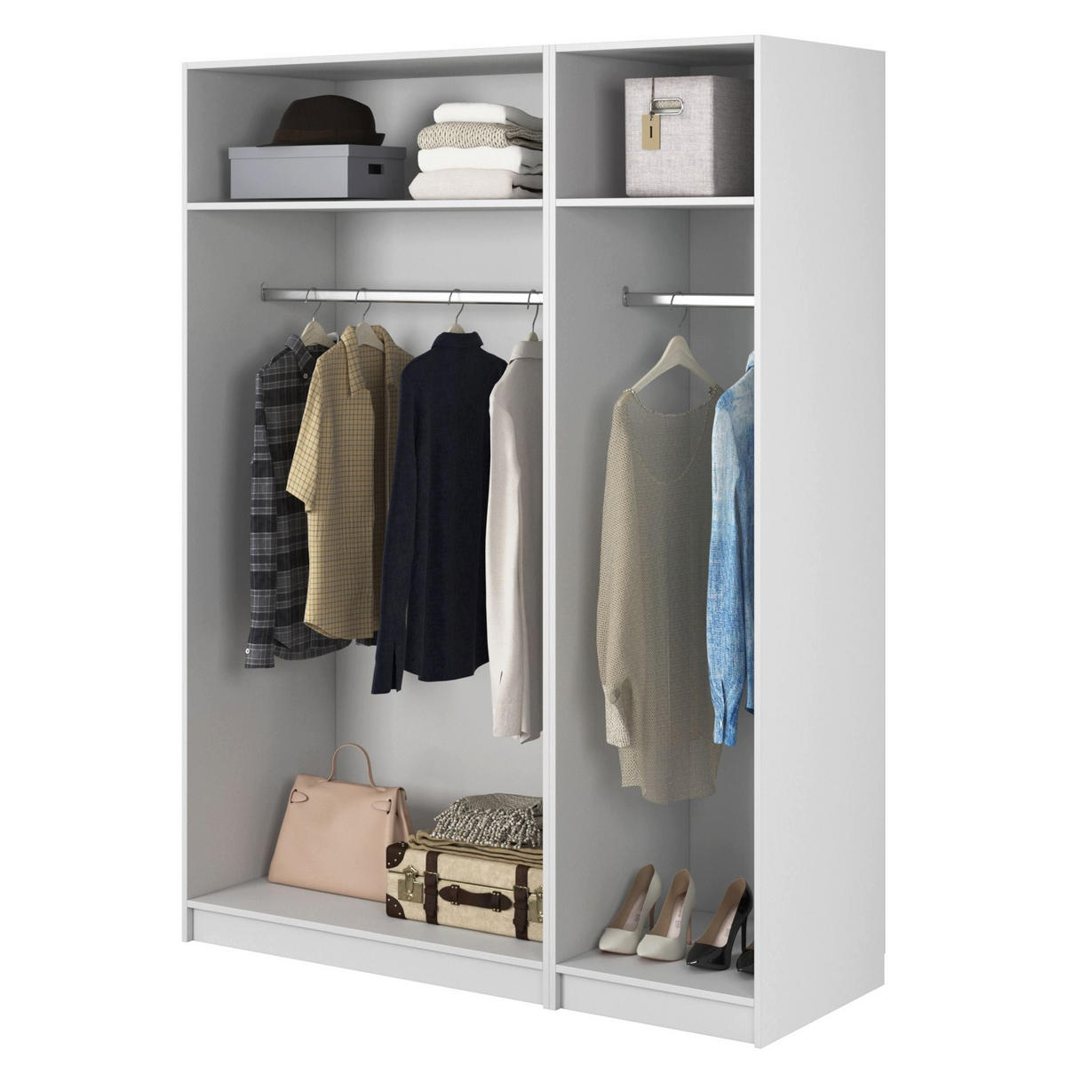 KLEIDERSCHRANK Frame Weiß 150 cm - Goldfarben/Weiß, Holzwerkstoff/Metall (150/200.5/57cm) - Selsey