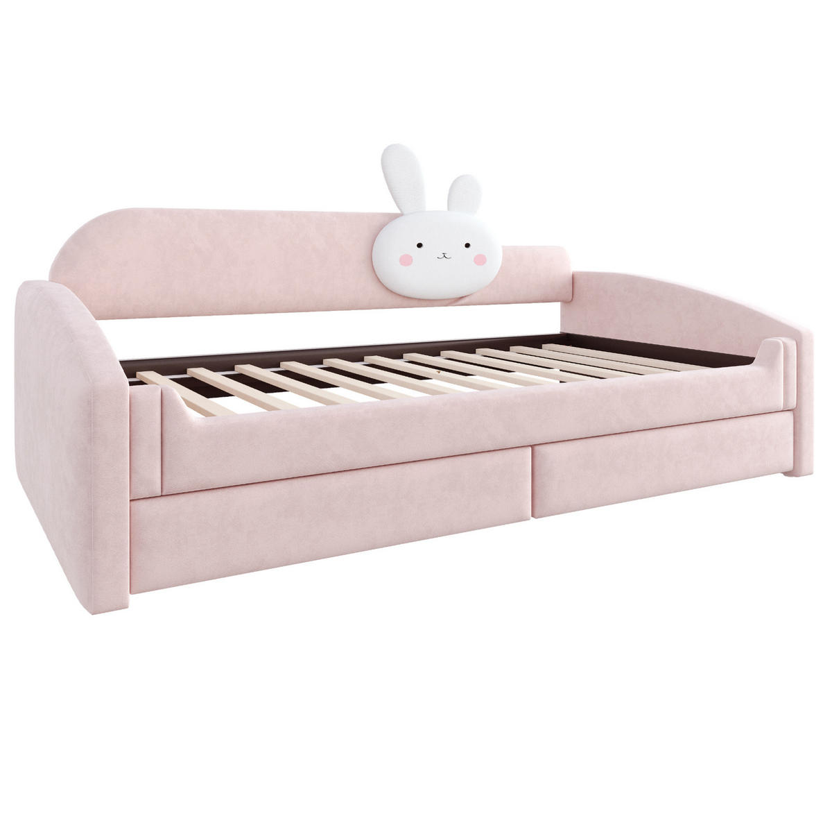 KINDERBETT mit 2 Schubladen und LED 90x200 cm Samt Rosa - Pink, Holzwerkstoff (90/200cm) - Beauniv