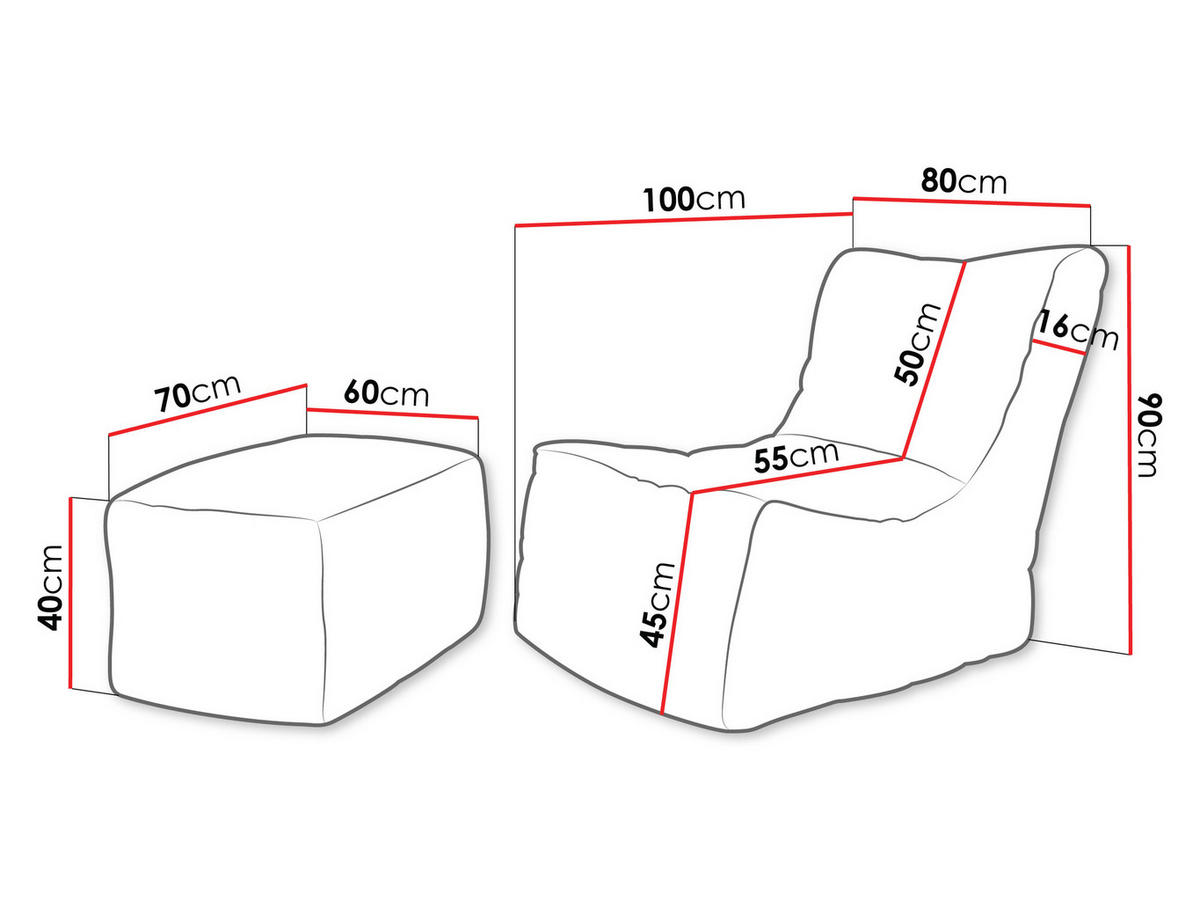 SITZSACK SET Rest und Easy Cord - Gelb, Textil (80/90/100cm) - MIRJAN24