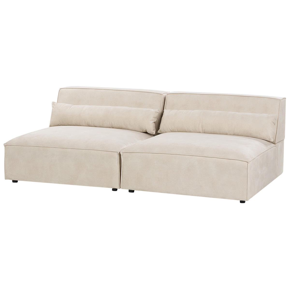 MODULSOFA 2-Sitzer Samtstoff Hellbeige Hellnar - Beige, Textil (204/70/126cm) - Beliani