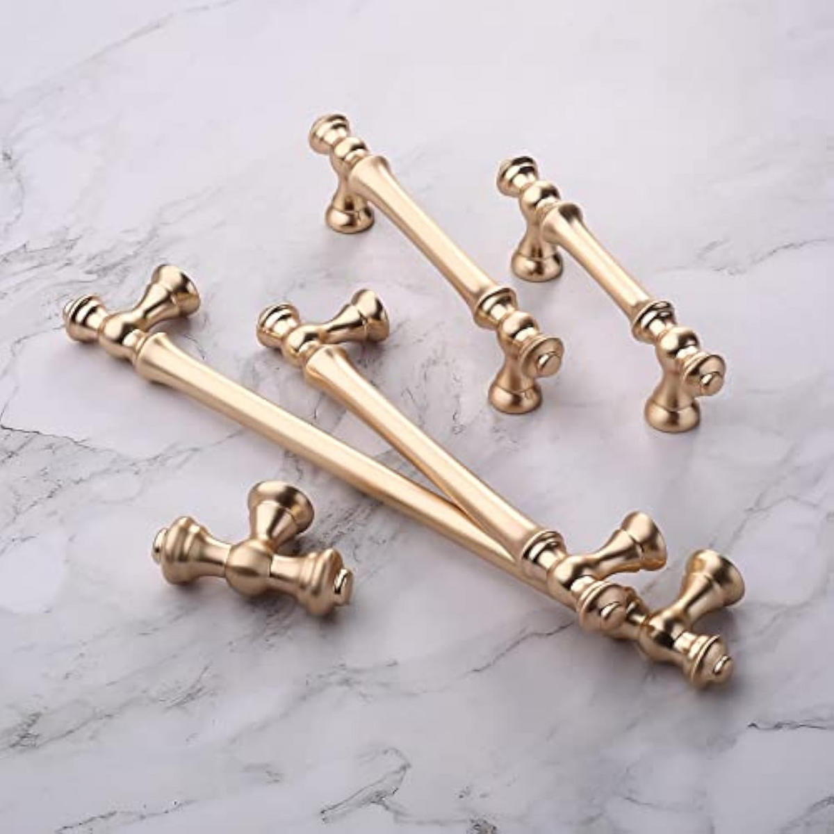 MÖBELGRIFF 6er-Set 128 mm gebürstetes Messing - Goldfarben, Metall (0.15/3/1.66cm)