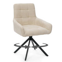 STUHL FUNO drehbar gepolsterter mit Steppung - creme - Chenille - Creme/Schwarz, Textil/Metall (58/87/60cm) - NEW HOME