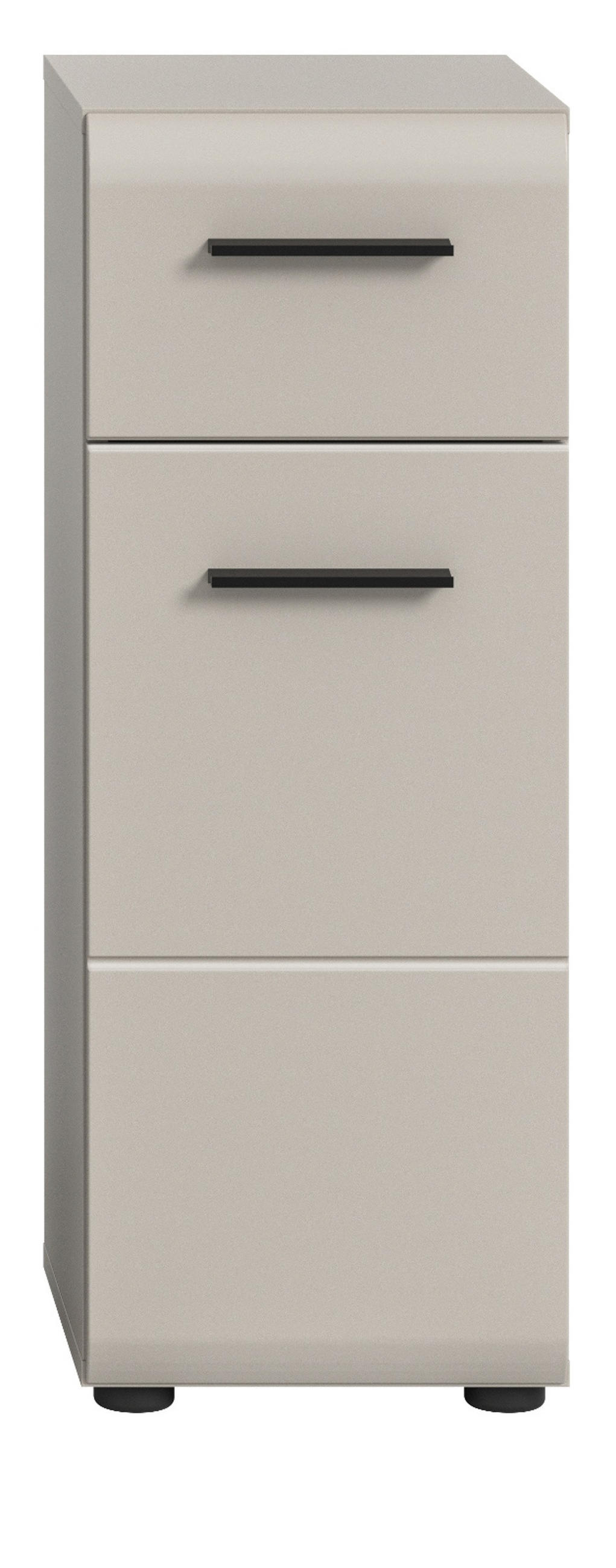 BADKOMMODE Kaschmir 30 cm, Badezimmer Kommode mit wechselbarem Türanschlag - Kaschmir/Schwarz, Holzwerkstoff/Kunststoff (30/80/30cm) - Inn.Furn