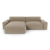 ECKSOFA LINKS Rastergewebe mit weichem Griff Taupe 310cm - Taupe, Textil (174/310cm) - Sia Home