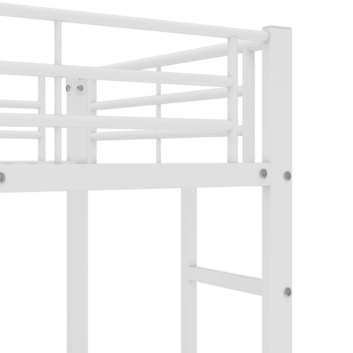 ETAGENBETT 90/200 cm mit Schreibtisch, Regalen und Fallschutz aus Metall und MDF, Weiß - Weiß, Holzwerkstoff (90/200cm) - Redom