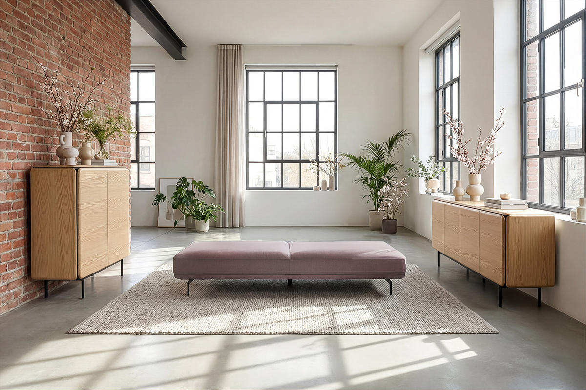 SCHLAFSOFA CANE Violett Webstoff - Violett/Schwarz, Textil/Metall (210/80/100cm) - KAWOLA