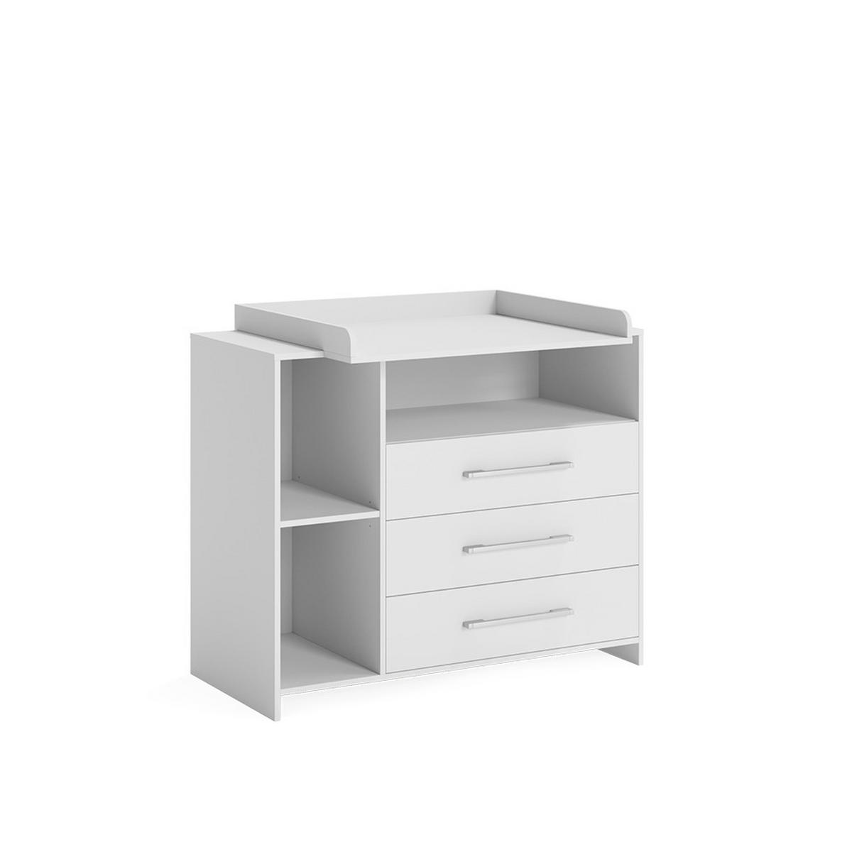 WICKELKOMMODE Oskar Weiß 113 x 100 cm mit Schubladen - Weiß, Holzwerkstoff (113/100/53cm) - Vicco