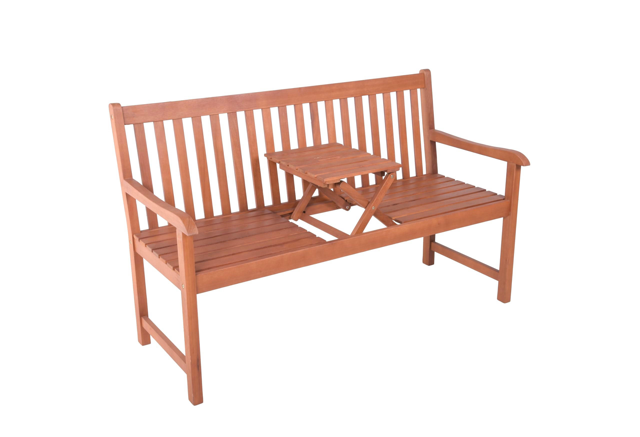 GARTENBANK Turin hochklappbarer Tisch Terrassenbank - Braun, Holz (142/89/65cm) - DELUKE