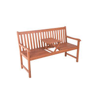 GARTENBANK Turin hochklappbarer Tisch Terrassenbank - Braun, Holz (142/89/65cm) - DELUKE