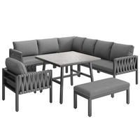 OUTDOOR-SOFASET 238x61x78cm grau aus Metall und mit Kissen - Grau, Metall - Modfu