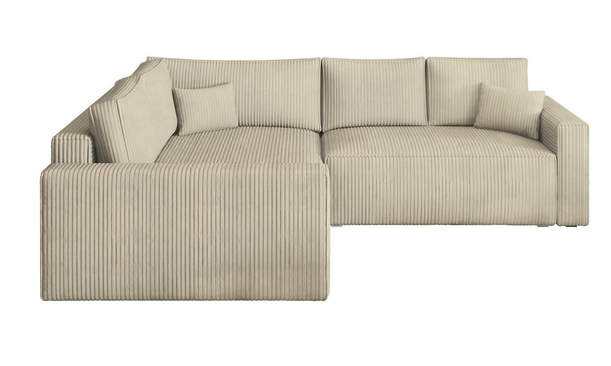 ROHOVÁ SEDAČKA ERONIS krémová - šedá/krémová, dřevo/textil (265/194cm) - MASSENO