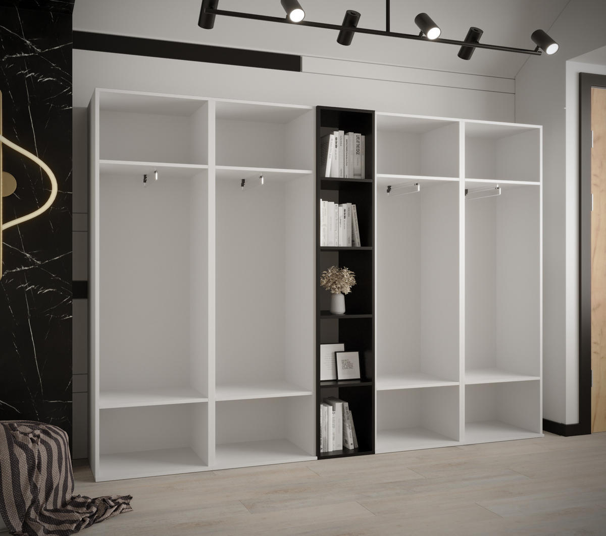 GARDEROBENSCHRANK 230/184/42 - Schwarz/Weiß, Holz/Kunststoff (230/184/42cm) - MÖBEL KRYSPOL