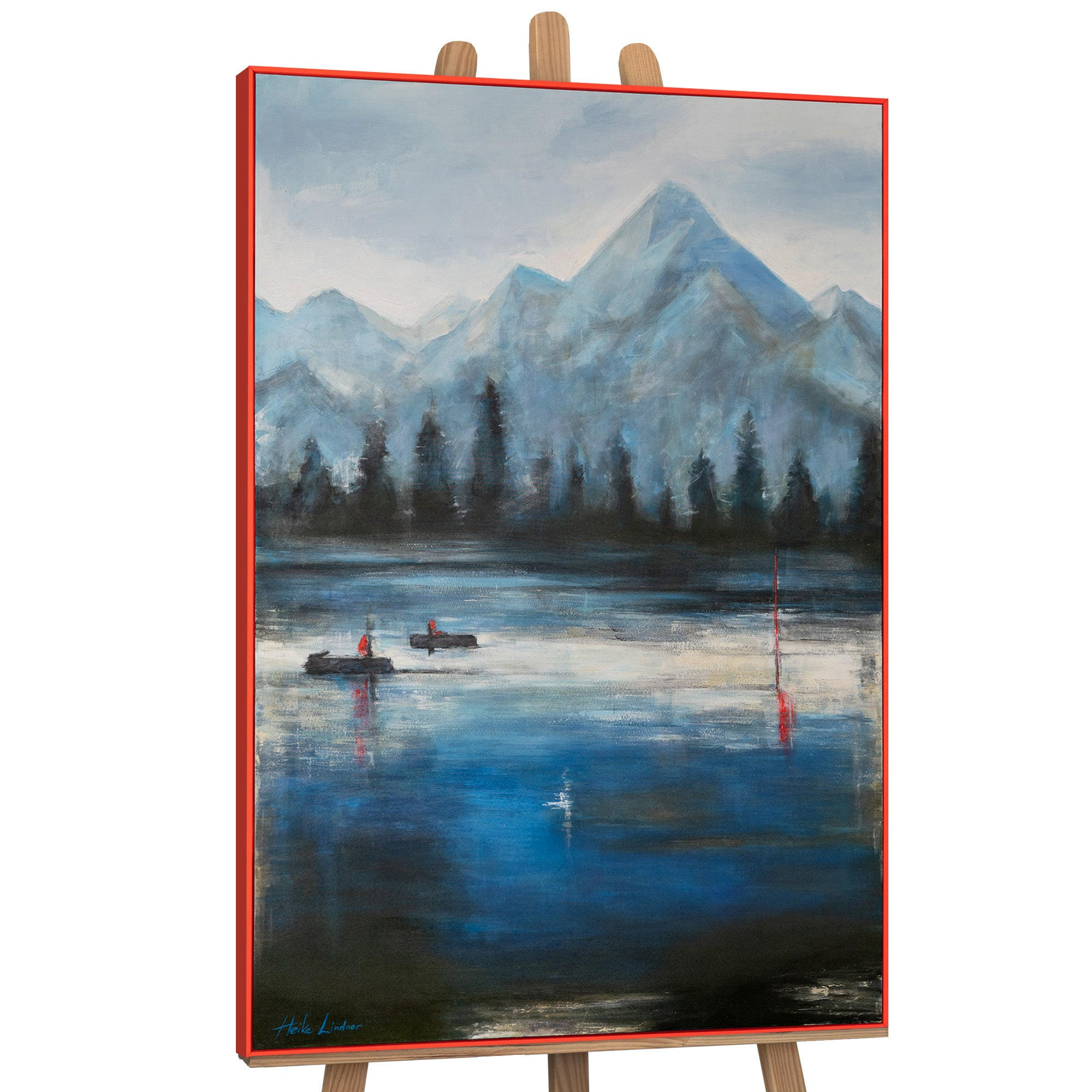 GEMÄLDE Waldhorizonte Schattenfugenrahmen Rot 140x100 cm - Rot, Holz (140/100cm) - YS-art gallery