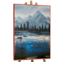 GEMÄLDE Waldhorizonte Schattenfugenrahmen Rot 140x100 cm - Rot, Holz (140/100cm) - YS-art gallery