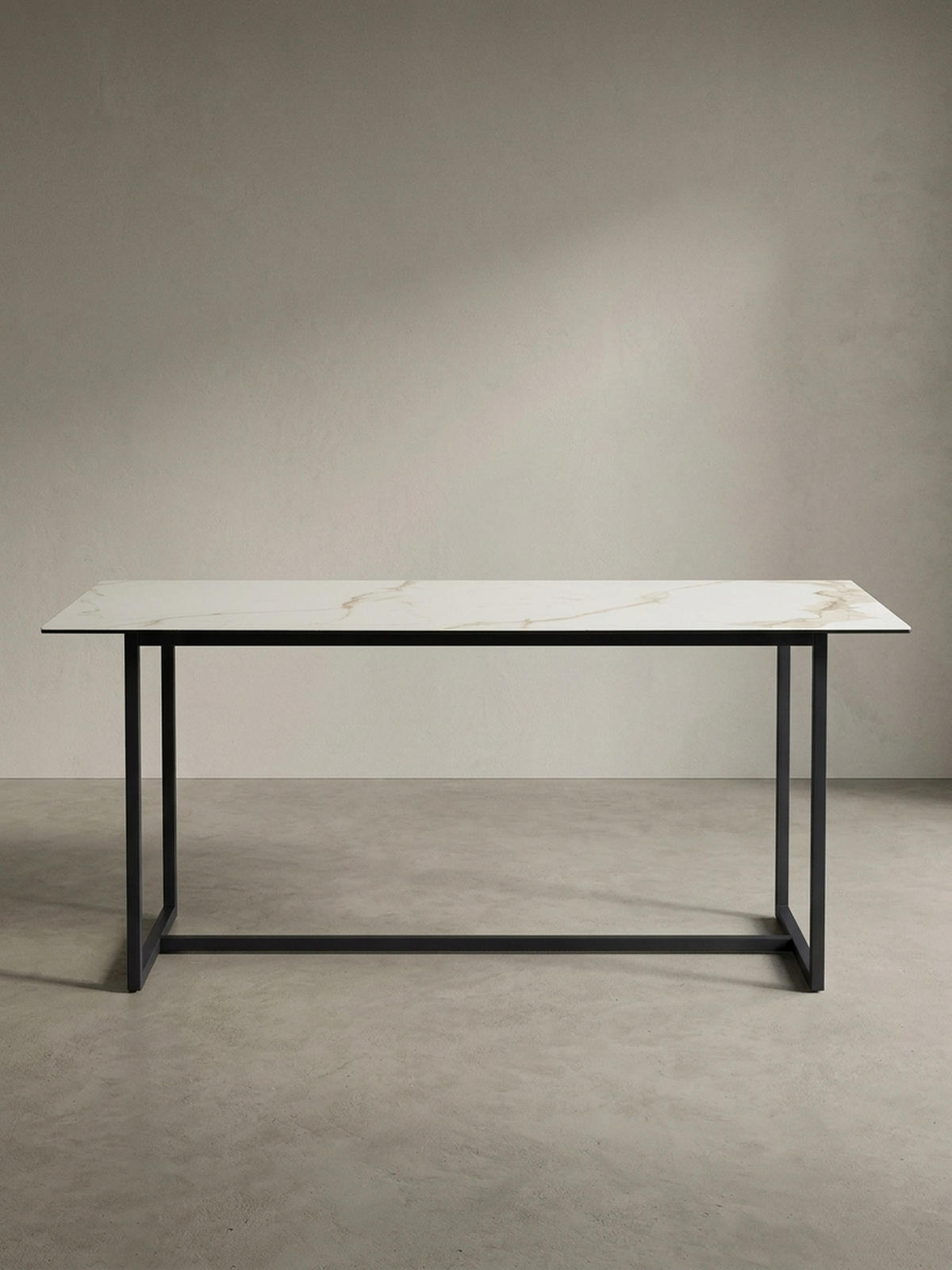 ESSTISCH Glas Keramik Marmoroptik Designer 180x90 ARCTIC, Weiß-Schwarz 180x90x76 cm - Schwarz/Weiß, Glas/Metall (90/180/76cm) - KADIMA DESIGN