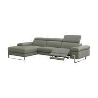 ECKSOFA Lete Echtleder mit 1 x Relaxfunktion Perlgrau - Hellgrau, Leder/Metall (232/160cm)