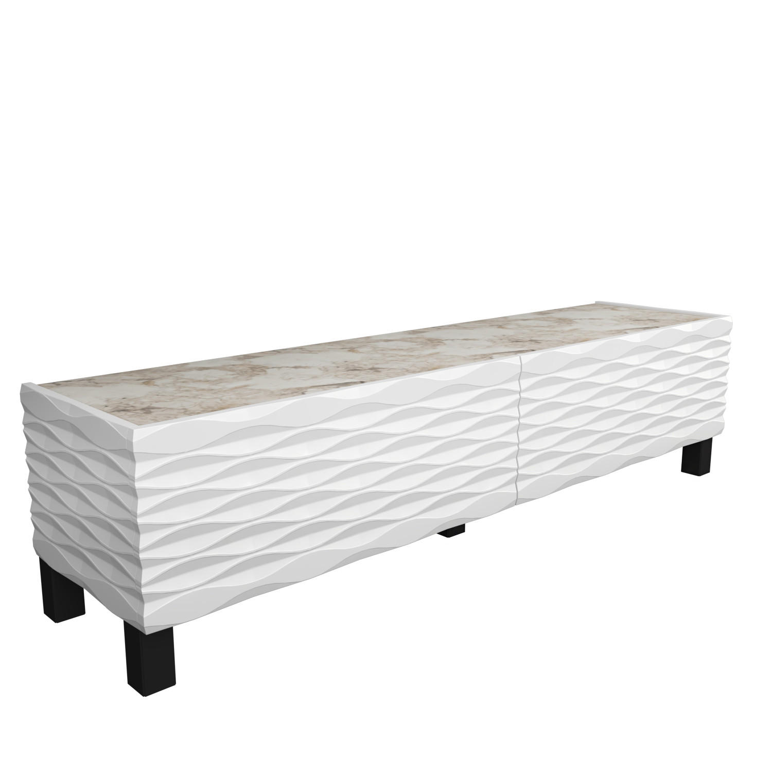 TV-ELEMENT Lerze White Marmor Weiss - Weiß, Holzwerkstoff (149.2/38/35cm)