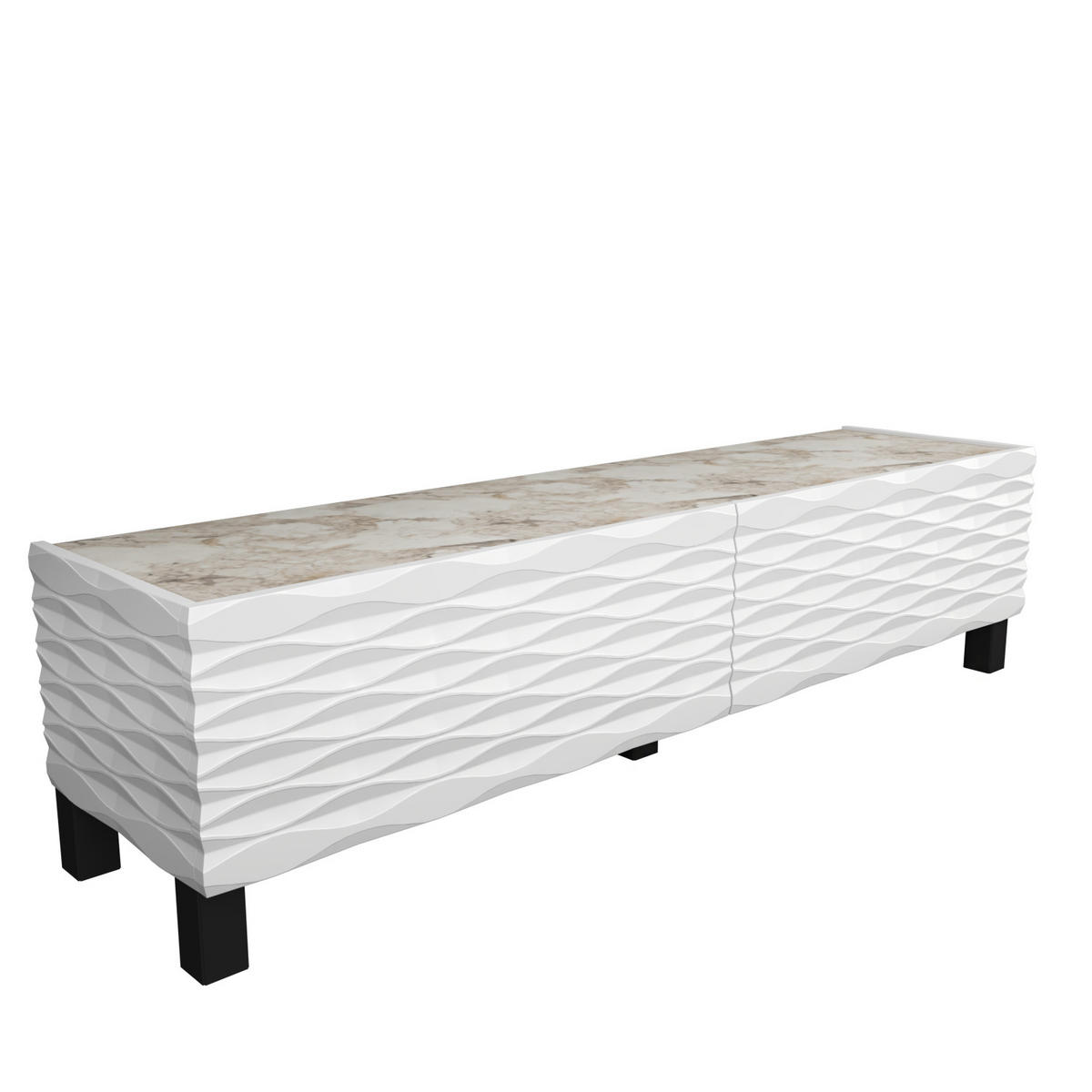 TV-ELEMENT Lerze White Marmor Weiss - Weiß, Holzwerkstoff (149.2/38/35cm)