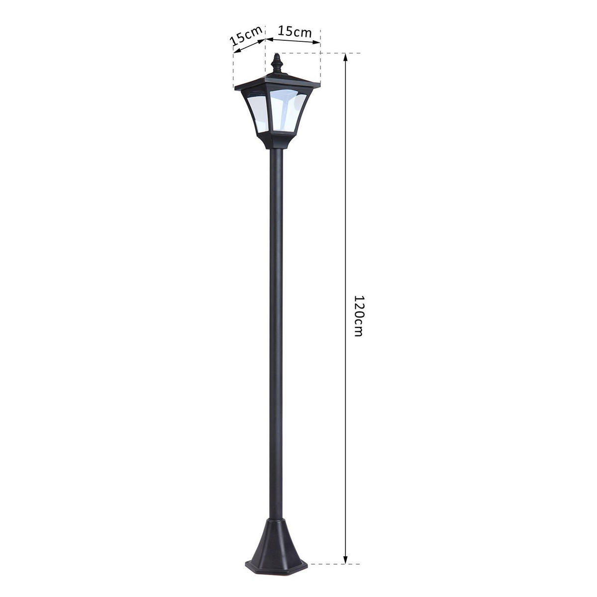 GARTENLATERNE, Schwarz, Kunststoff - Schwarz, Kunststoff (15/15/120cm) - Outsunny