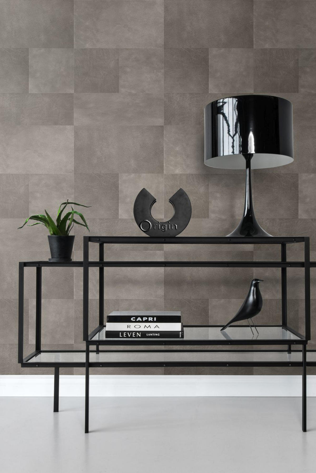 XXL-VLIESTAPETE Fliesenmuster mit Lederoptik 50 x 837 cm - Grau, Papier (50/837cm) - Origin Wallcoverings