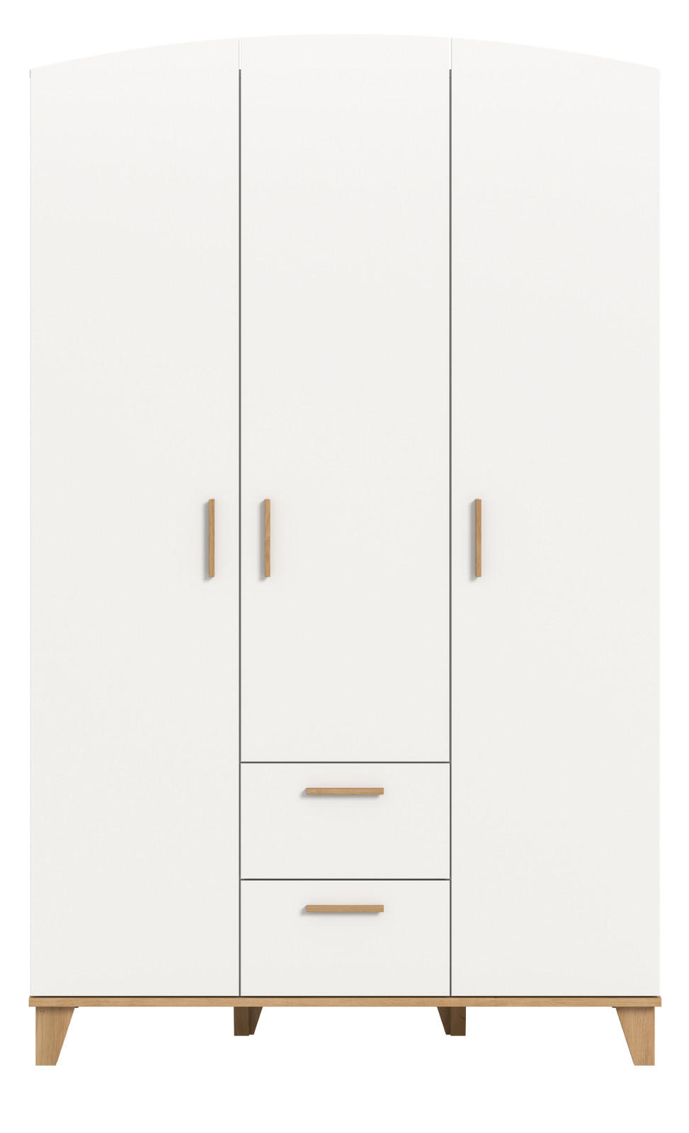 KLEIDERSCHRANK in weiß, Eiche Artsian 122 x 194 cm, Drehtürenschrank 3-türig skandinavisch - Eichefarben/Weiß, Holzwerkstoff (122/198/51cm) - Inn.Furn