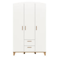 KLEIDERSCHRANK in weiß, Eiche Artsian 122 x 194 cm, Drehtürenschrank 3-türig skandinavisch - Eichefarben/Weiß, Holzwerkstoff (122/198/51cm) - Inn.Furn