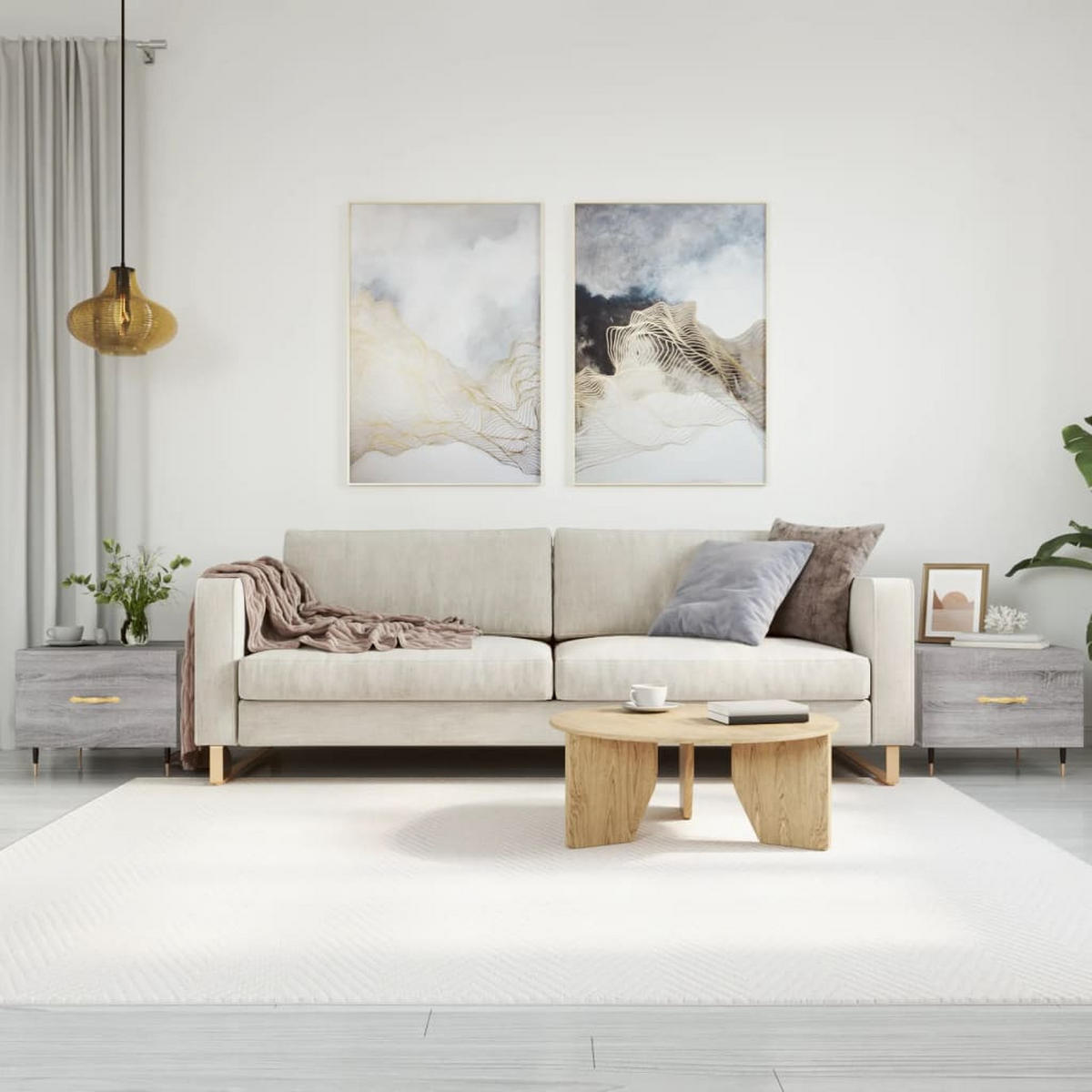 COUCHTISCHE 2 Stk. Grau Sonoma 50x50x40 cm Holzwerkstoff - Grau, Holzwerkstoff (50/50/40cm) - furnicato