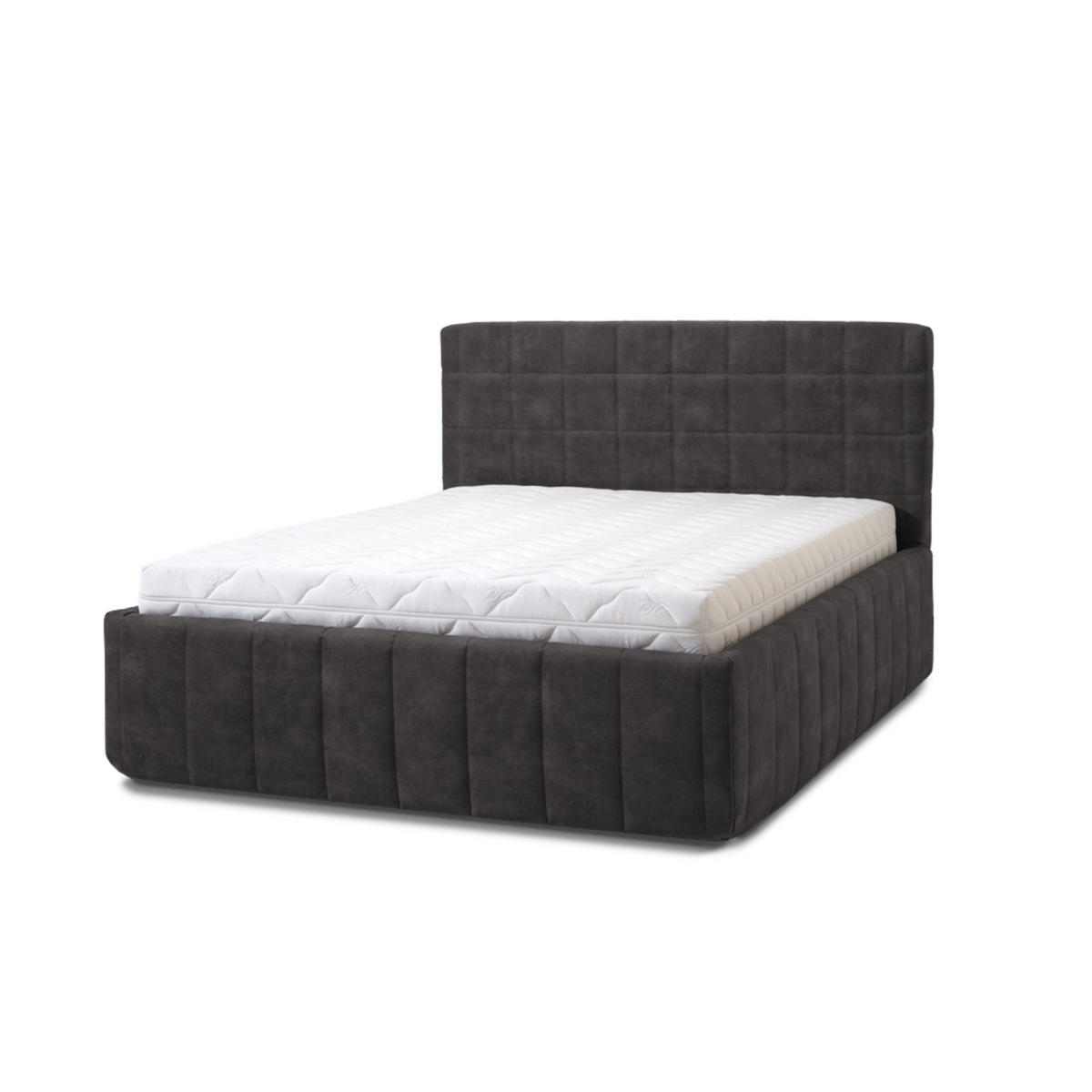 POLSTERBETT Quadro Grande 180x200 in Plüsch Anthracite - Anthrazit, Holz (180/200cm) - Letti Moderni