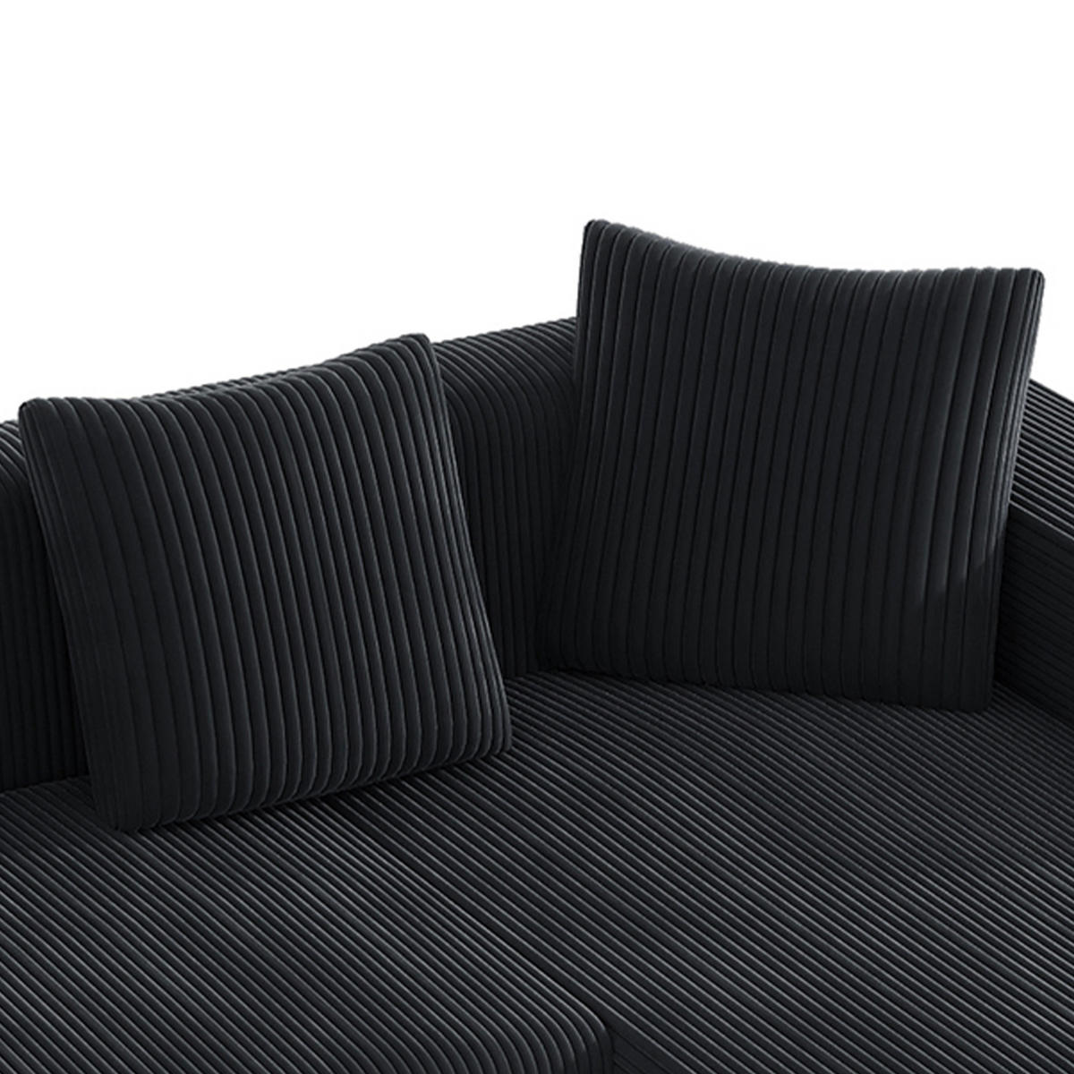 ECKSOFA mit modularer L-Form schwarz aus Corduroy 261x146x65 cm - Schwarz, Textil (146/261cm) - Luhomfu