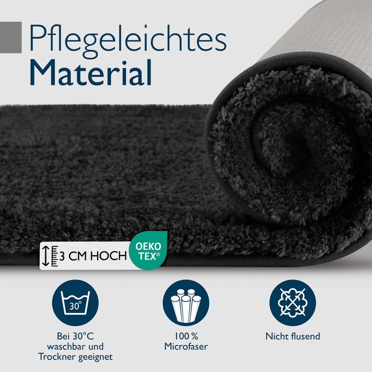 VORLEGER MATTE BeauMare FL 70/120cm Schwarz - Schwarz, Textil (70/120cm) - Beautissu 