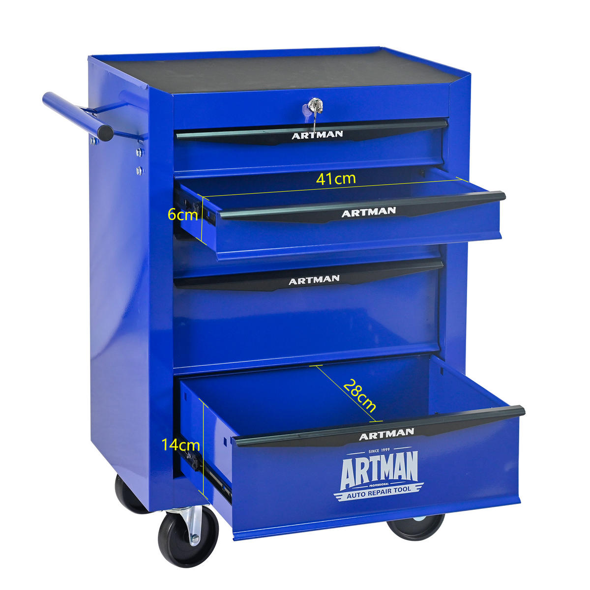 KOMBINATIONSKOFFER – 5 Schubladen, 508 mm (20 Zoll), mit 5 Schubladen; Farbgebung in Schwarz und Blau. - Multicolor, Metall (33/77.5/60cm) - DCA
