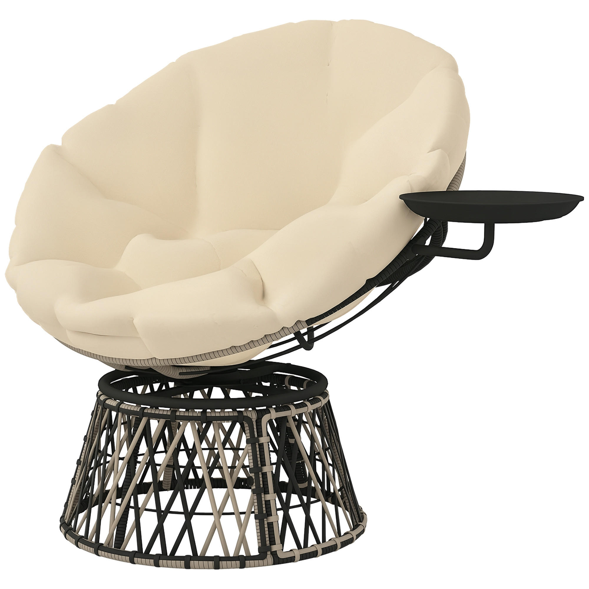 PAPASANSESSEL DE-06727 360° drehbar, inkl. Kissen Beige - Beige, Kunststoff/Metall (76/88/118cm) - ComfortXL