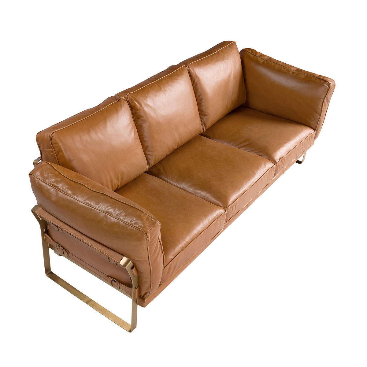 SOFA Klassisch Kamel Gold 222/90/84 - Braun, Leder (222/84/90cm) - ANGEL CERDA