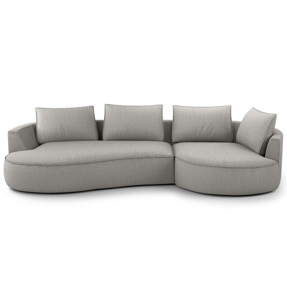BIGSOFA - Hellgrau/Schwarz, Kunststoff/Textil (322/82/154cm) - home24