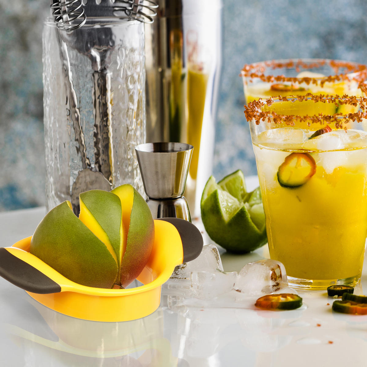 MANGOSCHNEIDER - Gelb, Kunststoff/Metall - Relaxdays